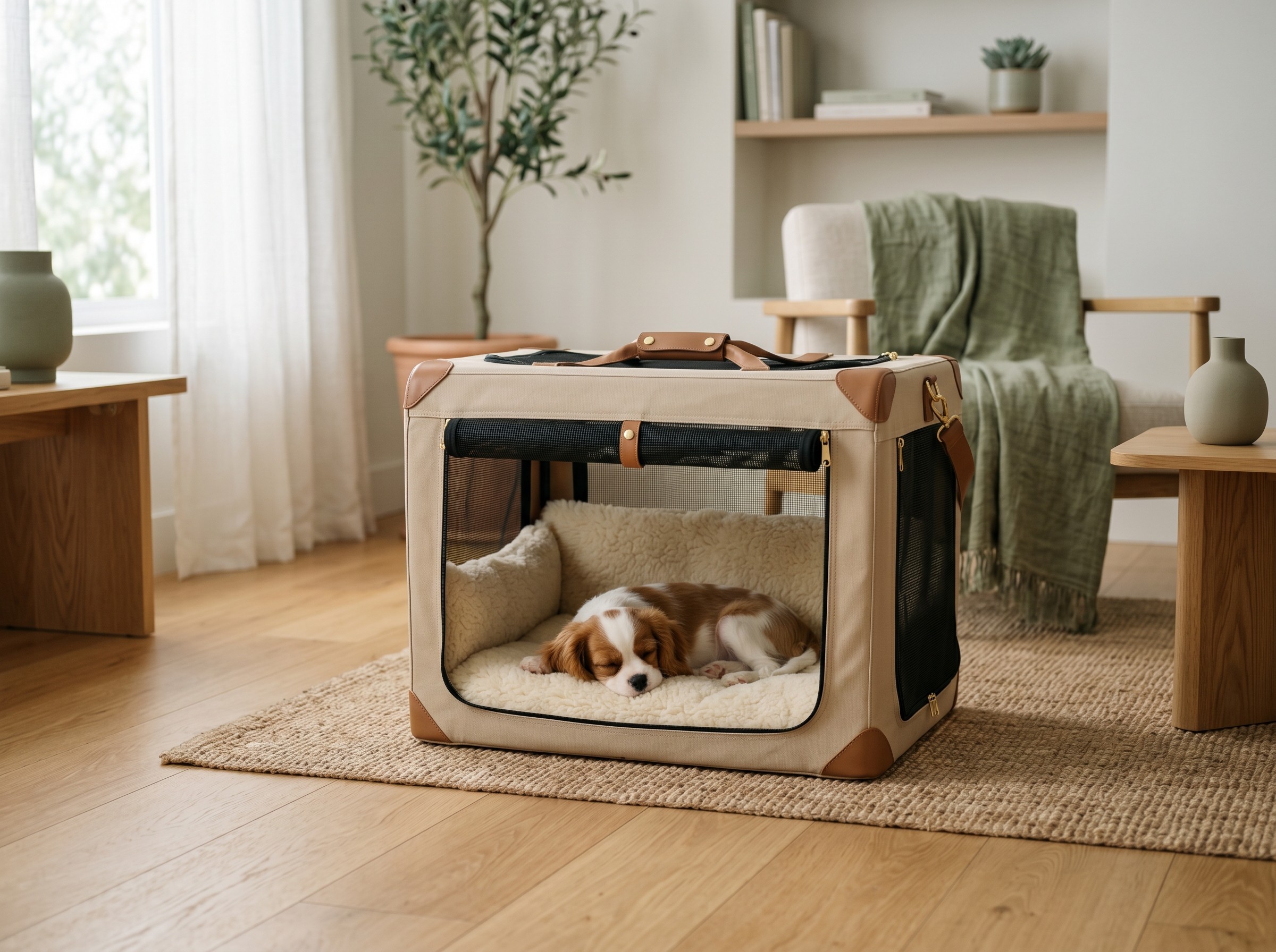 Illustration representing a soft-sided travel crate